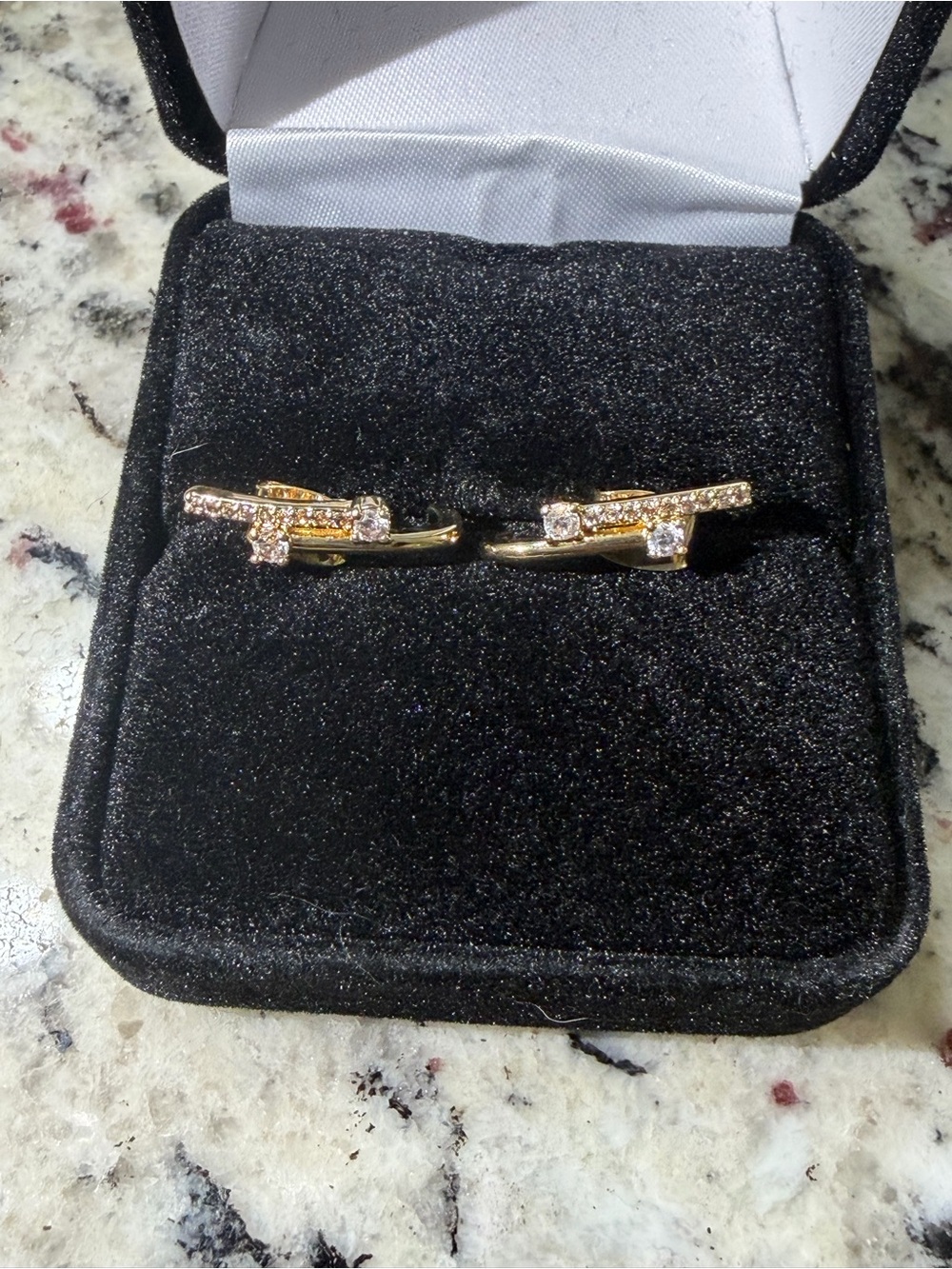 Gold Plated Crystal Accent Bar Earrings - Women's Jewelry